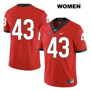 Women's Georgia Bulldogs NCAA #43 Tyler Beaver Nike Stitched Red Legend Authentic No Name College Football Jersey SHF3354VP